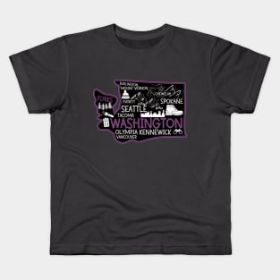 Washington Forks cute map Tacoma Spokane Kids T-Shirt